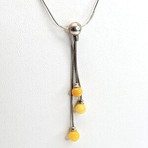 Vintage Sterling Silver Snake Dangle Bead Slide Chain 925 16.5"+Extender CT27